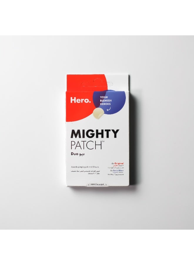 Hero Mighty Duo Day and Night Patches, The Hydrocolloid Patch Duo Pack. Derm-Tested. Medical-Grade Hydrocolloid. Absorbs Pimple Gunk in 6-8 Hours. 12 count (6x Original, 6x Invisible)