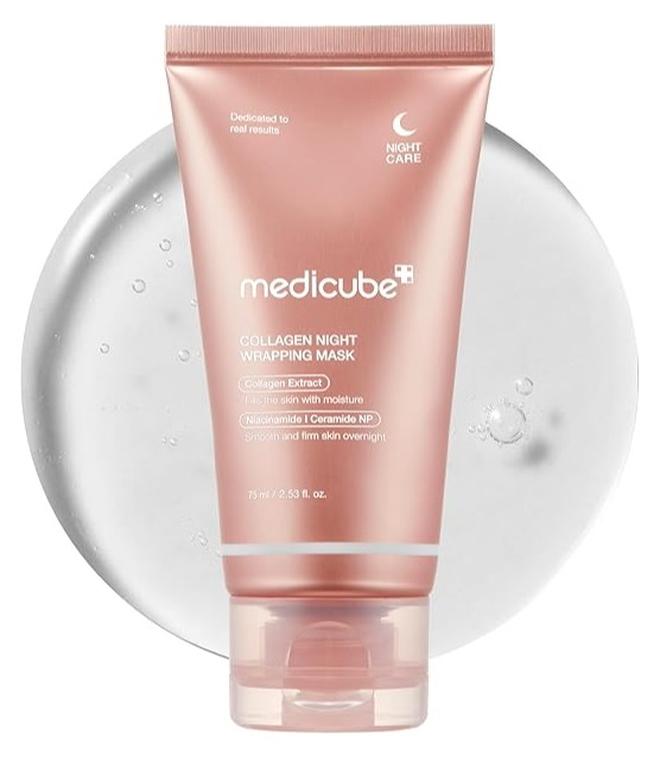 Medicube Collagen Overnight Wrapping Peel Off Facial Mask Pack - Elasticity & Hydration Care, Reduces Sagging & Dullness - Hydrolyzed Collagen For Glowing Skin - Korean Skin Care, 2.53 fl.oz