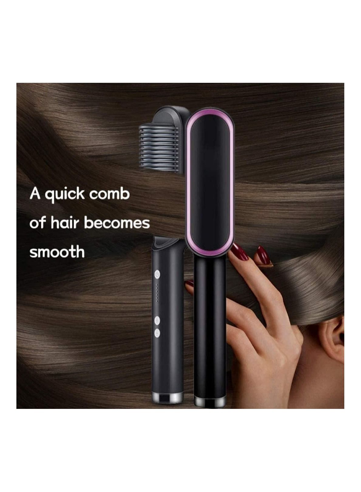 Hair Straightener Brush, Straightening Brush with Anti Scalding, 30 Seconds PTC Ceramic Heating Technology, Portable Ceramic Straightener with 5 Adjustable Temperatures