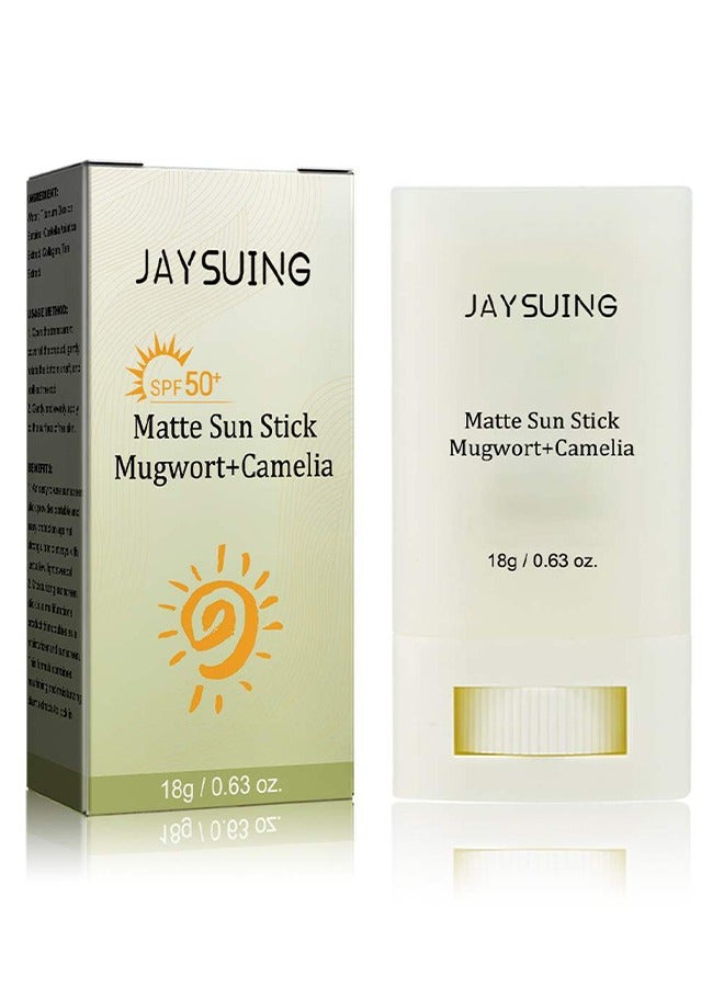 Matte Sun Stick, Mugwort And Camelia, Relief Sun Organic Sunscreen SPF50 PA++++, Moisturizing Sunscreen, Breathable, Refreshing, Easy To Apply Sunscreen