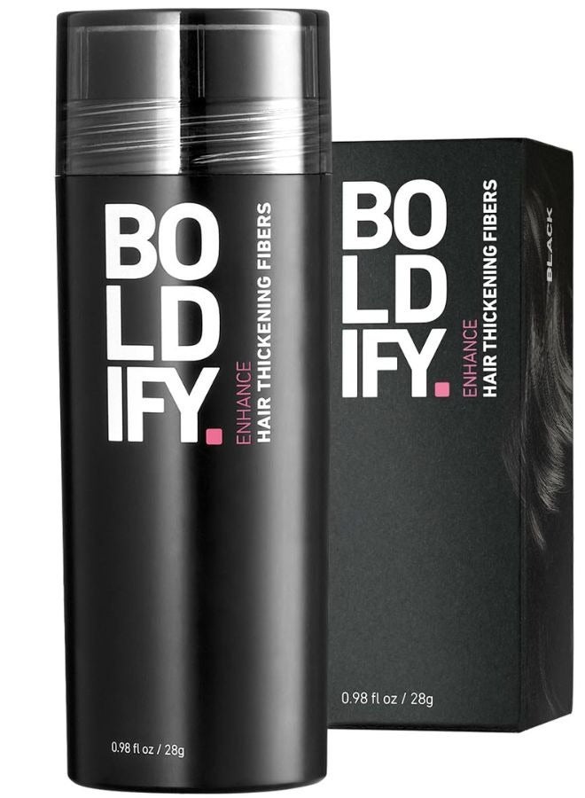 Superior Plant-Based Hair Thickening Fibers For Full Coverage – Completely Conceals Hair Loss, Thinning Areas, And Balding Spots With A Clump-Free, Seamless "Real Hair" Finish, Black (28G)
