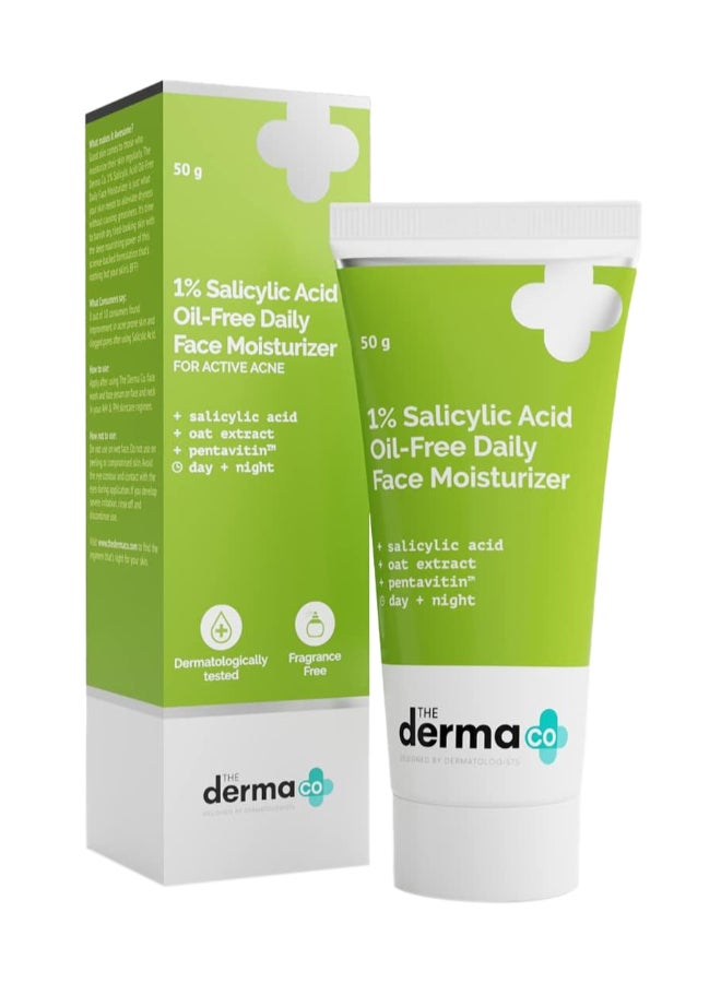 1% Salicylic Acid Oil-Free Face Moisturizer with Oat Extract for Active Acne - 50g
