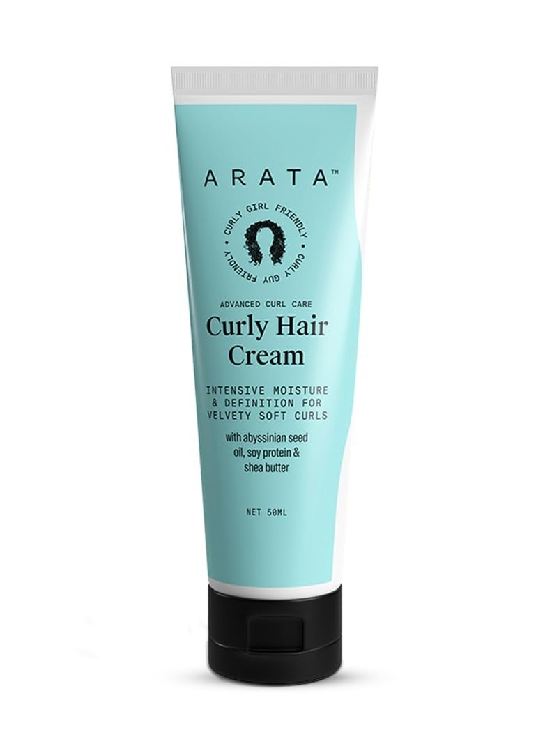 Arata Curl Cream For Dry, Frizzy, Wavy, Curly Hair | Reduces Frizz | Moisturises, Hydrates & Defines Curls | Velvety Soft Curls | Soy Protein & Shea Butter | No Paraben, Silicone | 50g x 1