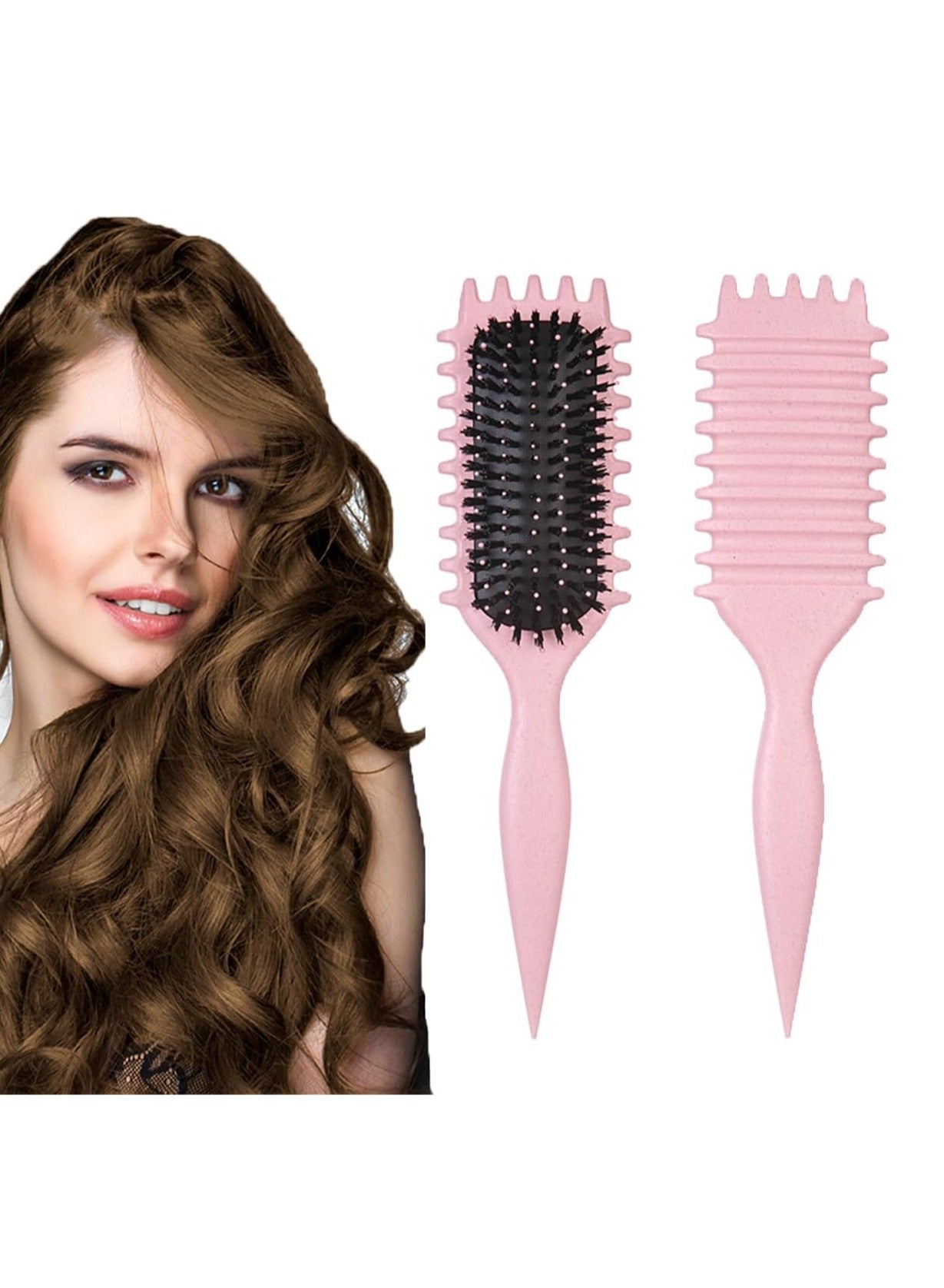 Curl Define Styling Brush,Curly Hair Brush, Wet Dry Detangler Hair Brush, The Essential Tool For Shaping And Styling Your Curls, Achieve Perfectly Defined Curl (Pink)