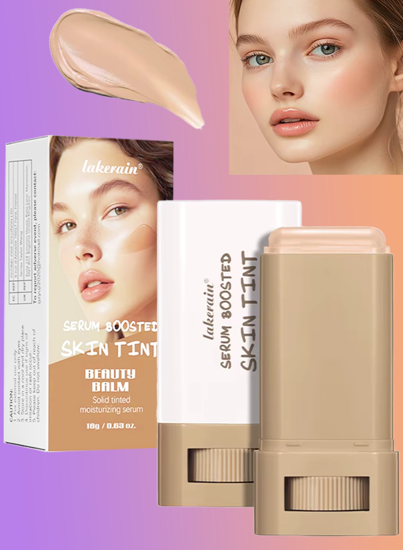 Serum Boosted Skin Tint Beauty Balm Solid Tinted Moisturizing Serum Contour Stick Foundation Face Sticks for Women Natural Finish Makeup Foundation Face Stick Contour Stick 18g 04