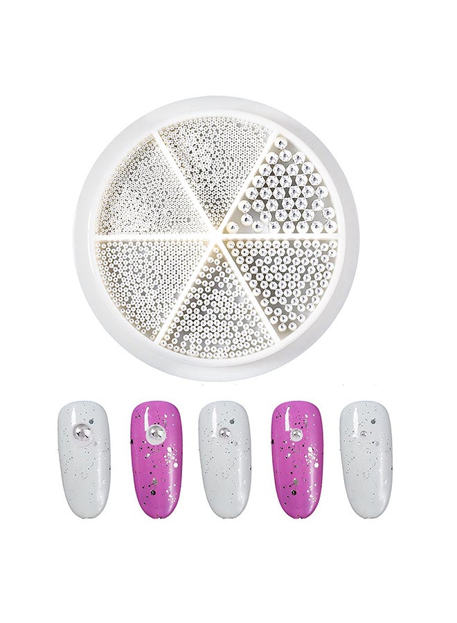 Nail Art Accessories Mixed Size Metal Caviar Beads Silver 3D Design Fingernails Toenails Decoration Manicure Tips Charms NACS