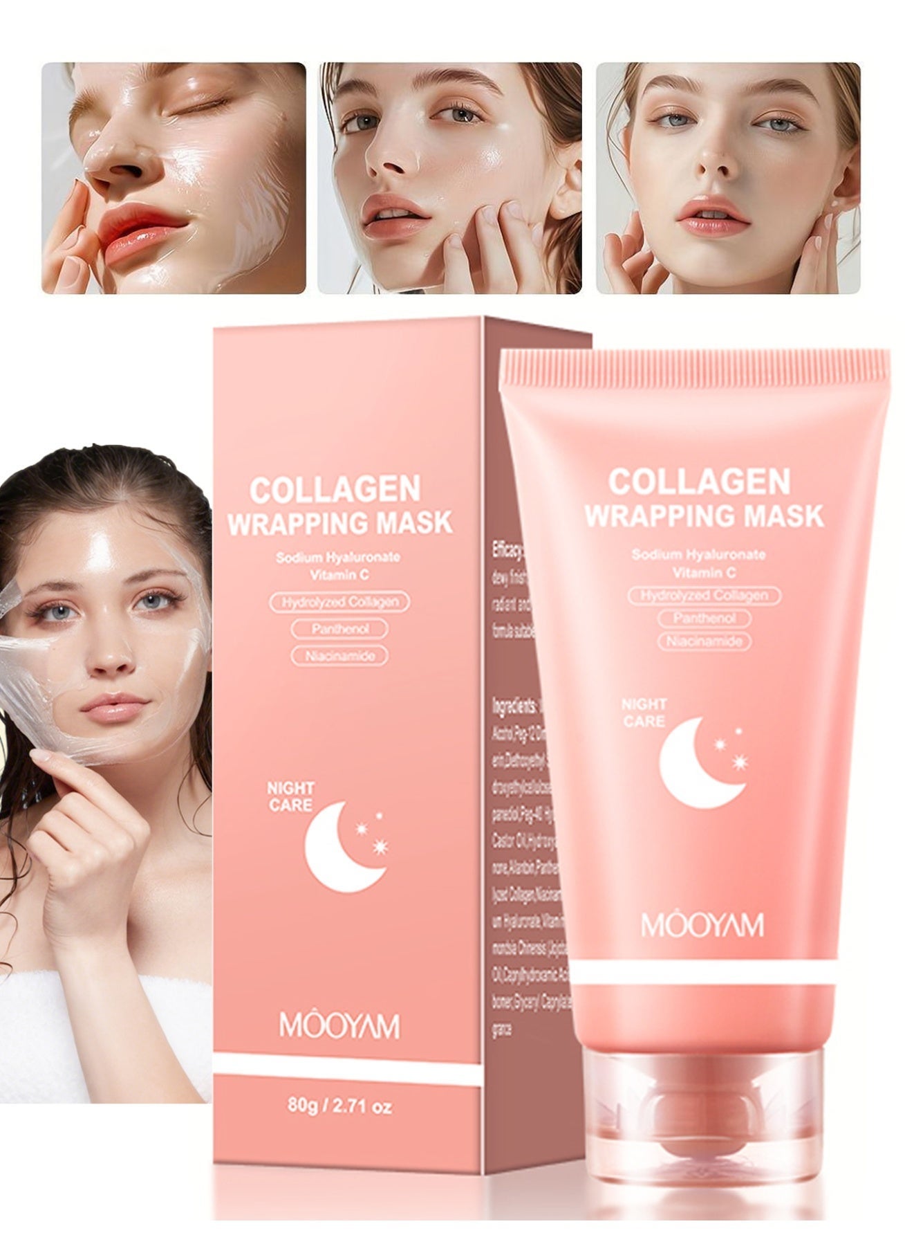 Collagen Night Wrapping Mask Peel-Off Overnight Collagen Face Mask Deep Nourishment Skin Overnight Face Mask
