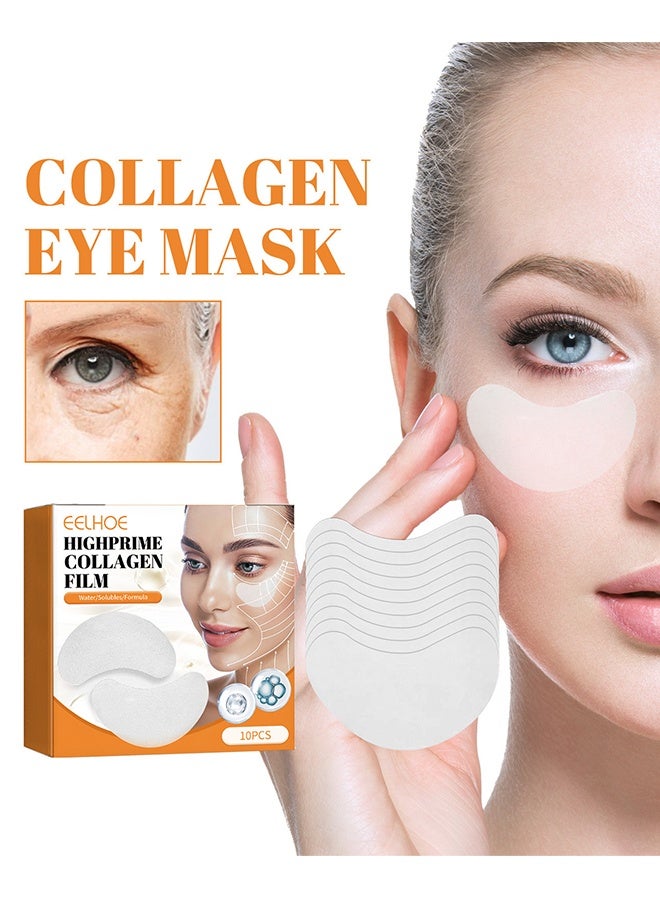 Highprime Collagen Film-Film Eye Mask, Water Soluble Formula, Fade Dark Circles And Eye Lines, Lift And Tighten Mask 10pcs