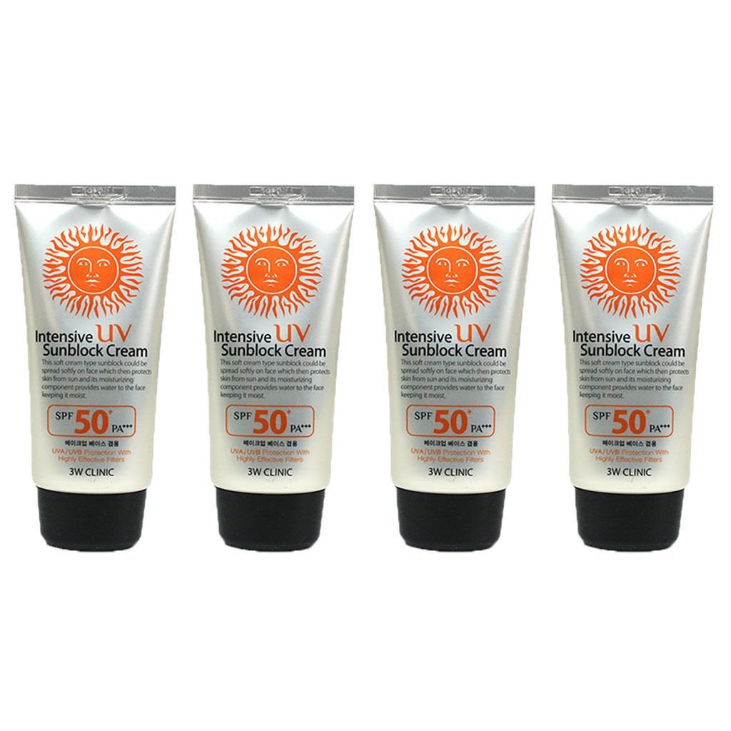 3W Clinic Intensive UV Sunscreen Sunblock Cream 4 Pack SPF50+ / PA+++ 70ml (2.3oz)