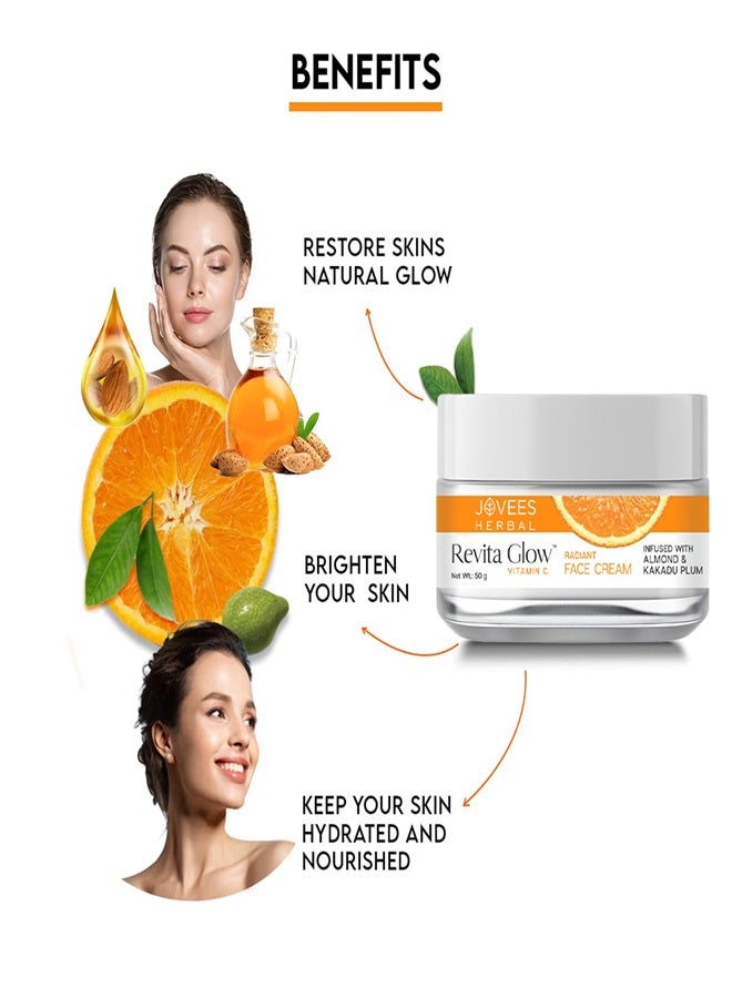 Jovees Herbal Revita Glow Vitamin C Cream 50g | With Almond & Kakadu Plum | Reduces Dark Spots, Hyperpigmentation & Fine Lines | For All Skin Types - image 3