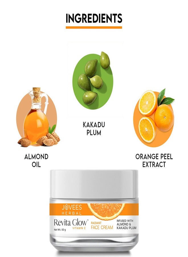 Jovees Herbal Revita Glow Vitamin C Cream 50g | With Almond & Kakadu Plum | Reduces Dark Spots, Hyperpigmentation & Fine Lines | For All Skin Types - image 4