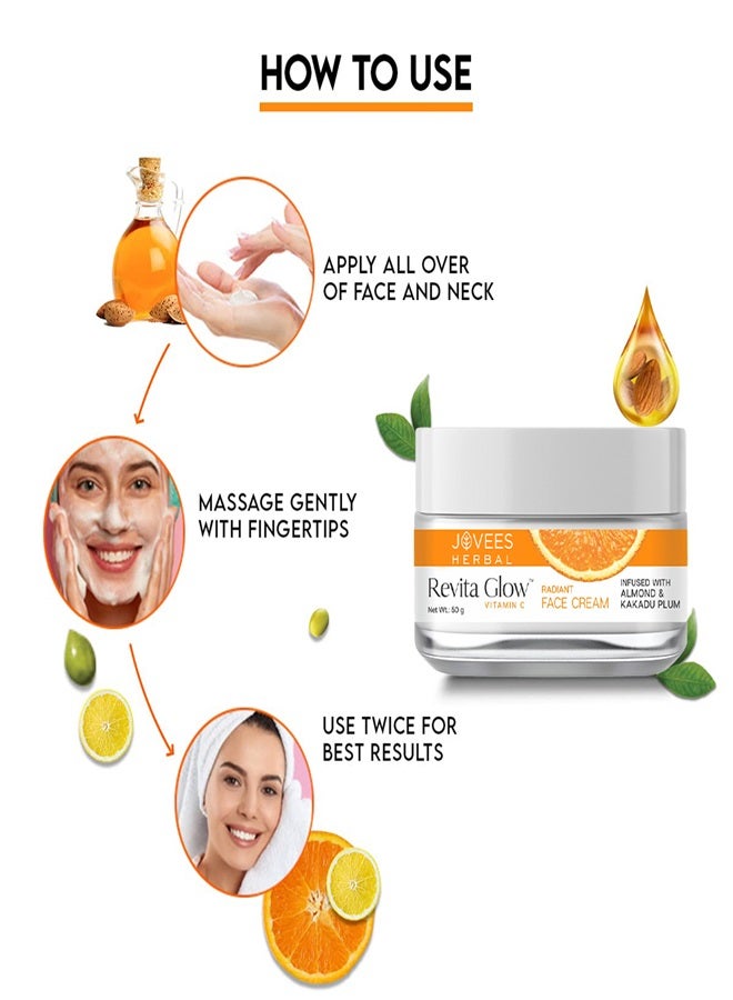 Jovees Herbal Revita Glow Vitamin C Cream 50g | With Almond & Kakadu Plum | Reduces Dark Spots, Hyperpigmentation & Fine Lines | For All Skin Types - image 5