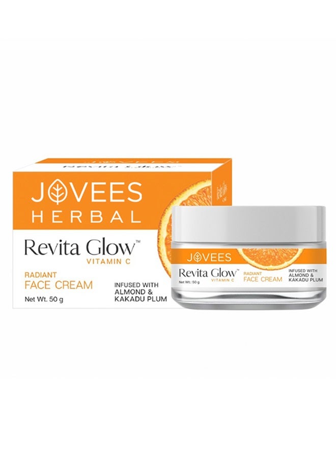Jovees Herbal Revita Glow Vitamin C Cream 50g | With Almond & Kakadu Plum | Reduces Dark Spots, Hyperpigmentation & Fine Lines | For All Skin Types