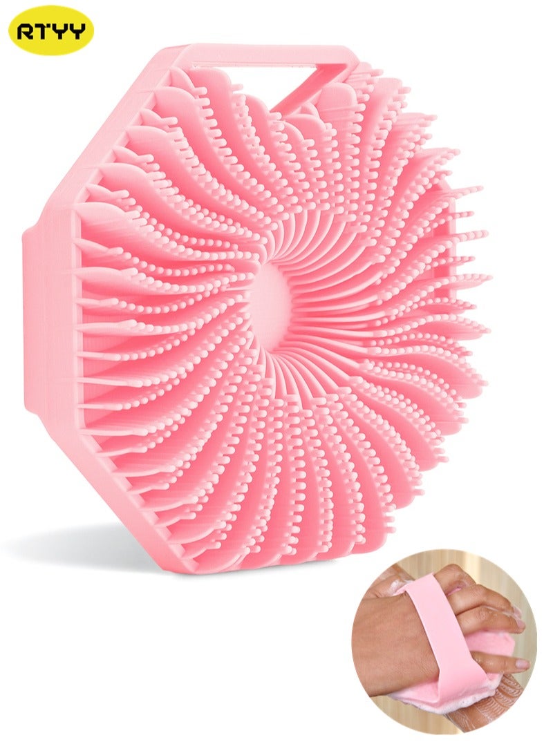 Silicone Body Scrubber, No-Slip Handle Shower Scrubber Cleansing Brush, Silicone Body Brush with Soft Silicone Bristles for Showering, Exfoliating Body Scrubber for Sensitive Skin
