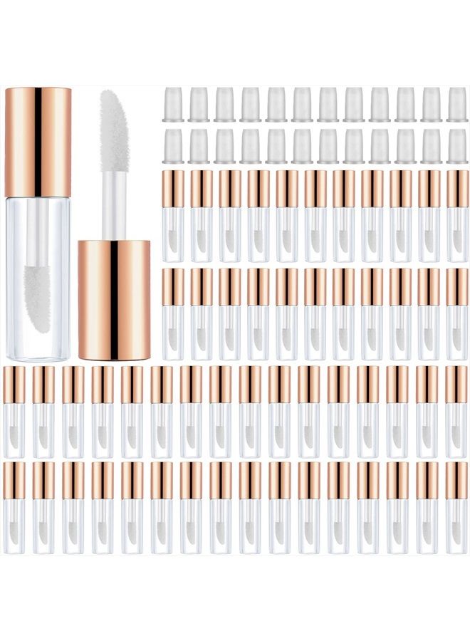 100 Pieces 1.2 ml Clear Mini Lip Gloss Tube Refillable Empty Lip Balm Gloss Containers Bottles Transparent Mini Lipstick Containers for Women Girls DIY Makeup (Rose Gold)