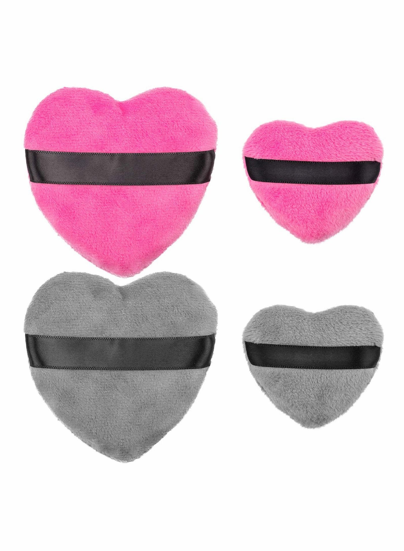 4 Pcs Makeup Blendiful Puffs, Cotton Powder Puff, Makeup Tool Beauty Sponges Blender, in Love Shape with Strap, for Cosmetic (2 Pcs Gray+2 Pcs Rose)