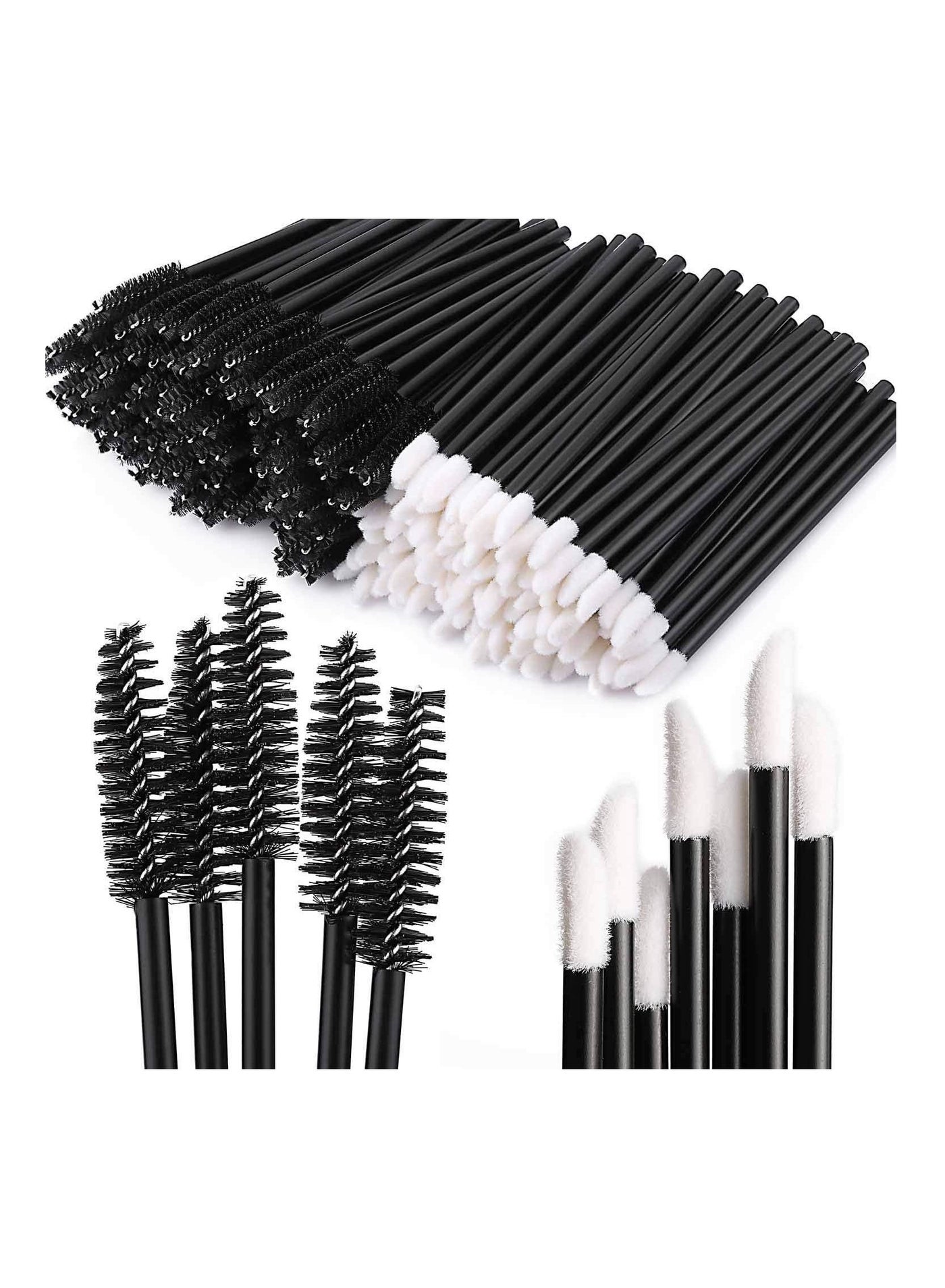 ORiTi 100 Disposable Mascara Wand Spoolies and Lip Brushes, Lipstick Lipgloss Applicator for Eyebrow Eyelash Extension Makeup Kits