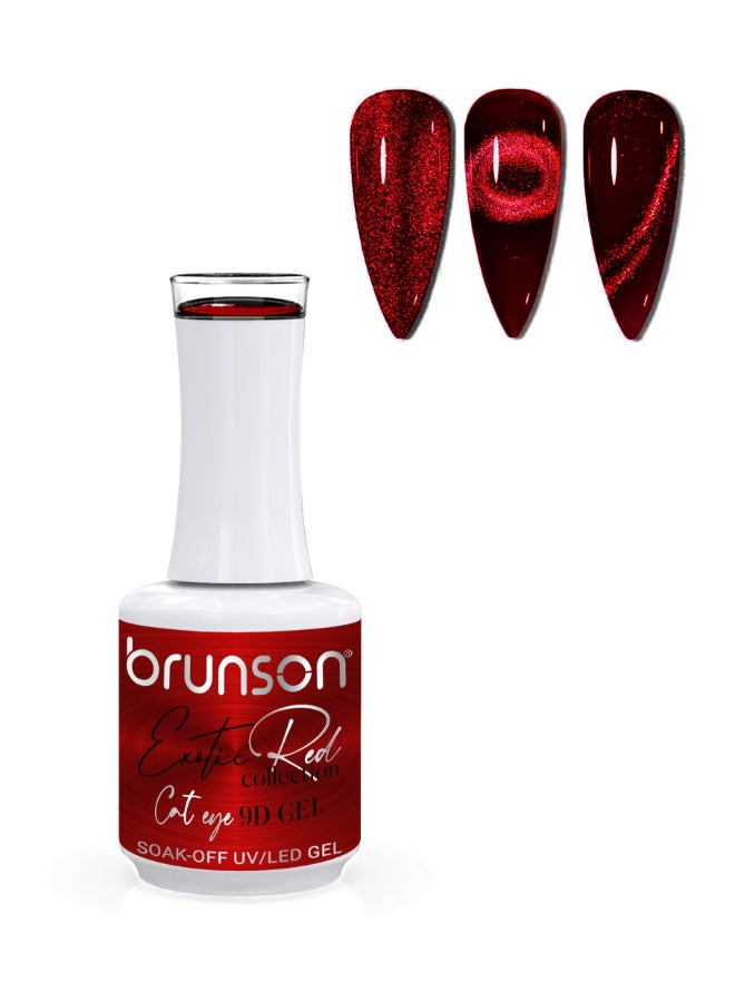 Exotic Red 9D Cat Eye Magnetic Soak Off UV LED Gel Polish BER9D03