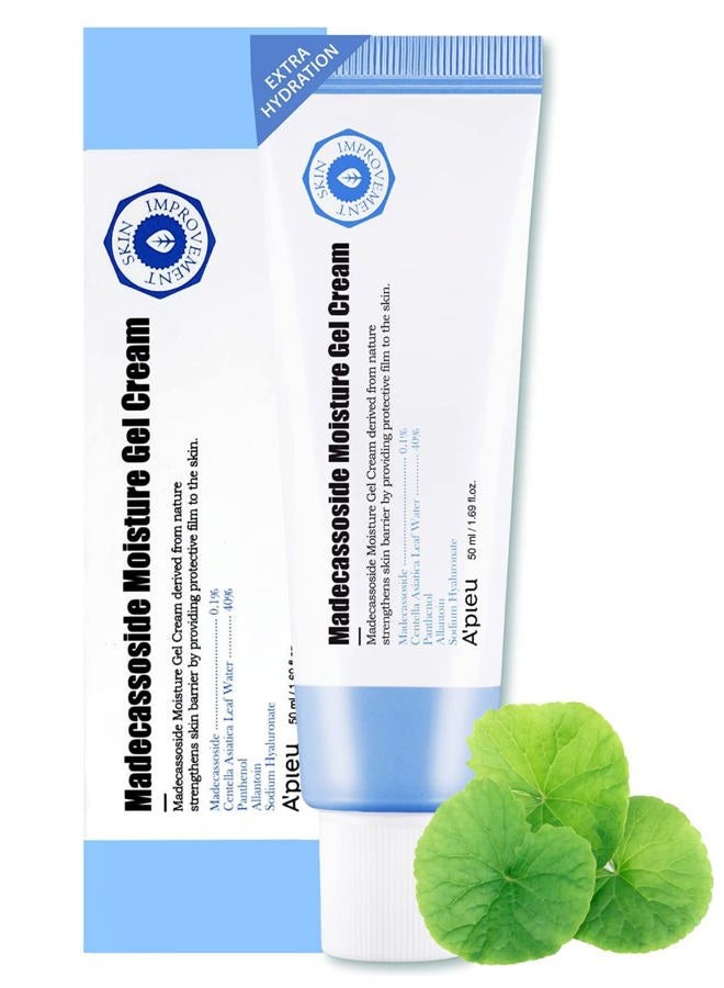 Madecassoside Moisture Gel Cream (1.69oz) - for Hydrating Dry and Sensitive Skin- Helps Soothe Damage and Maintain Optimal pH level- Centella Asiatica, Panthenol, Allantoin