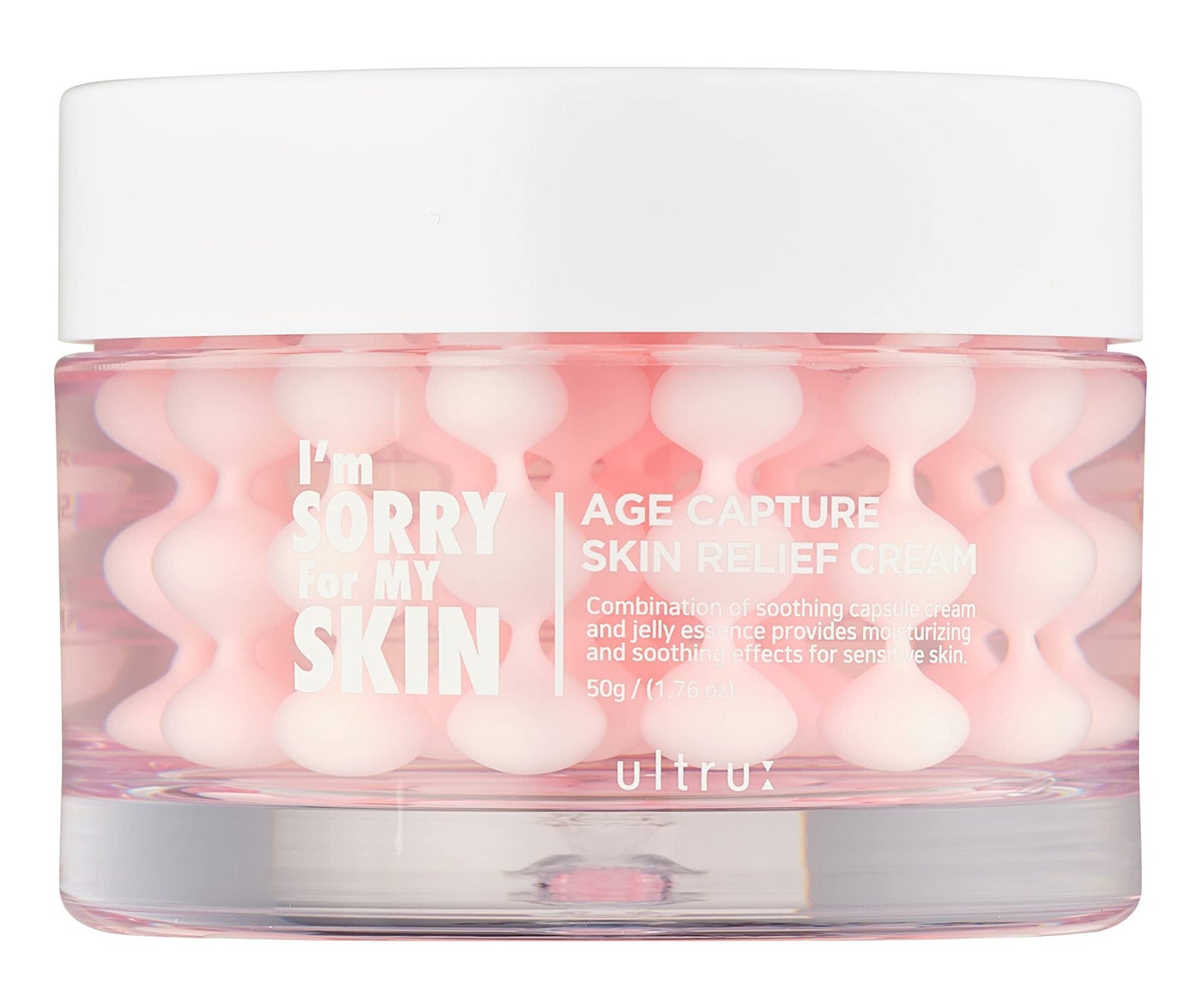 I'M SORRY FOR MY SKIN Age Capture Facial Cream, Korean Skin Care Moisturizer for Face and Neck with Hyaluronic Acid, Anti-Aging, Wrinkle Gel-Cream for Women (Pink - Skin Relief Cream, 1.76 oz)