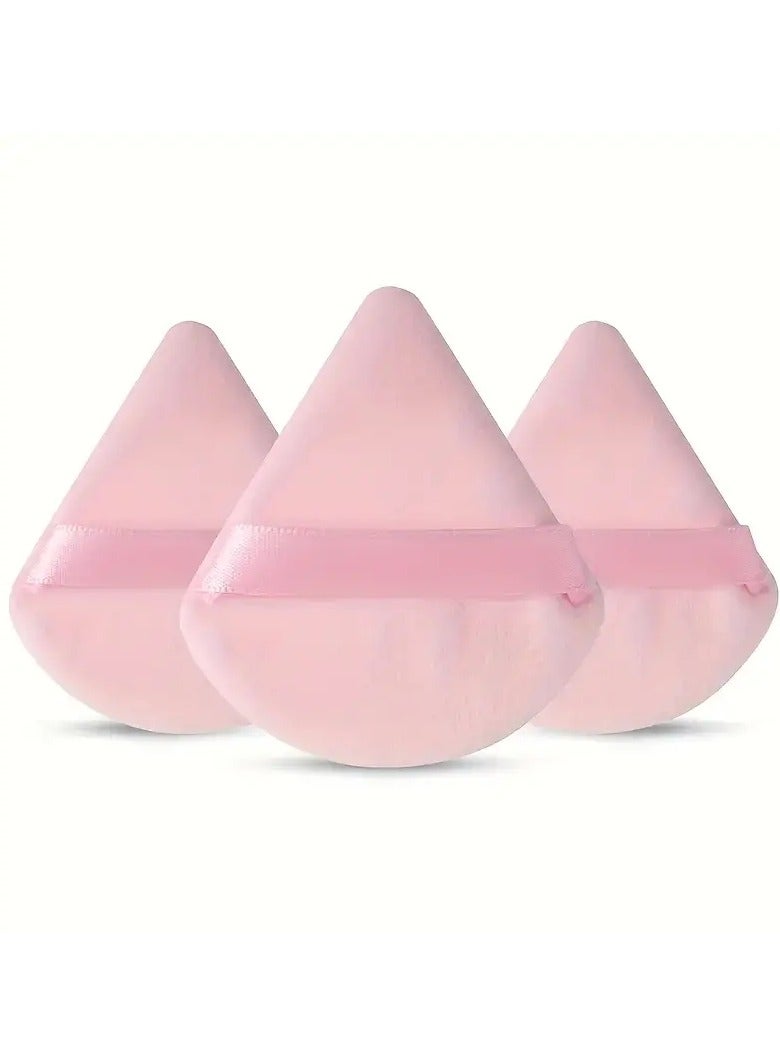 3PCS Powder Puffs, Soft Triangle Wedge Makeup Powder Puff For Loose Powder Mineral Powder Body Powder Velour Cosmetic Foundation Sponge Makeup Tool