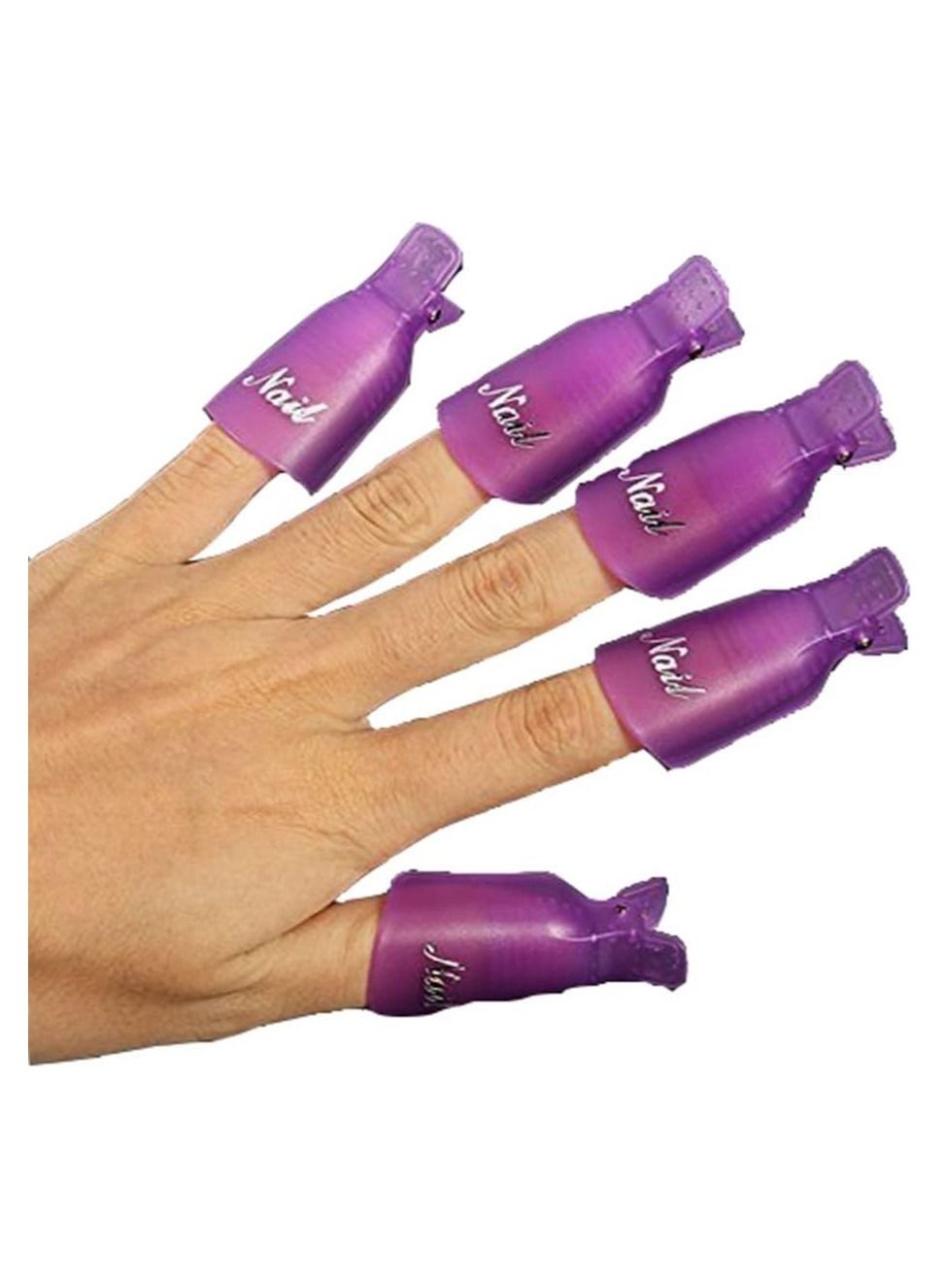 ORiTi 10PC Plastic Acrylic Nail Art Soak Off Cap Clip UV Gel Polish Remover Wrap Tool (PURPLE)