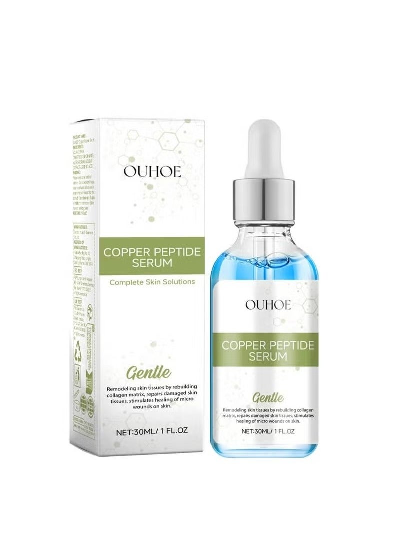 Blue Copper Peptide Serum Face, Peptides Serum for Face with Niacinamide, Copper Peptides Anti Aging Serum, Face Serum for Women, Copper Peptides Brightening Serum, Repairs Premature Skin