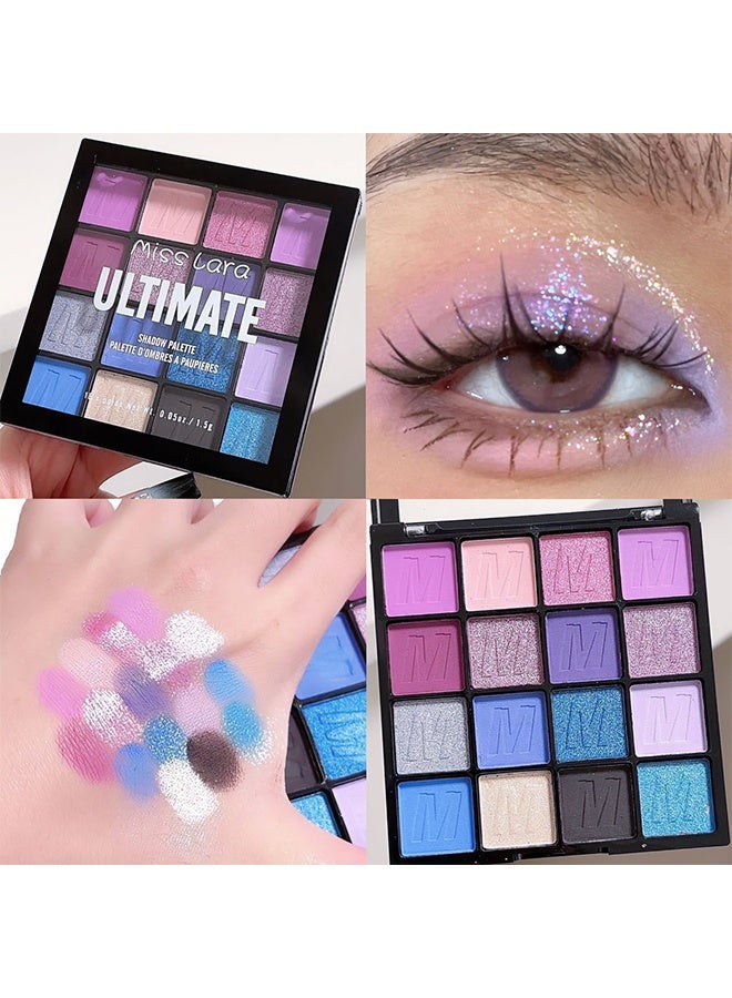 Shadow Palette，16 Colors Shimmer Matte Eyeshadow Palette, Waterproof Colorpop Navy Blue Eyeshadow Purple Eye shadow Paleta Series, Highly Pigmented Shiny Glitter Eyeshadow Makeup