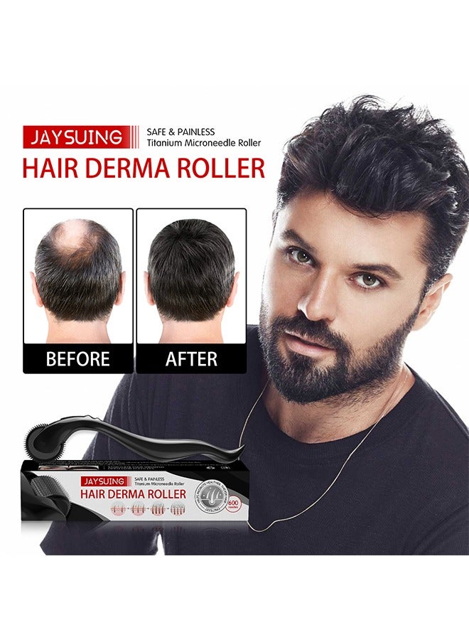 Hair Derma Roller, Safe Painless Titanium Microneedle Roller Strong Root Nourish Scalp Healthy Thick Hair