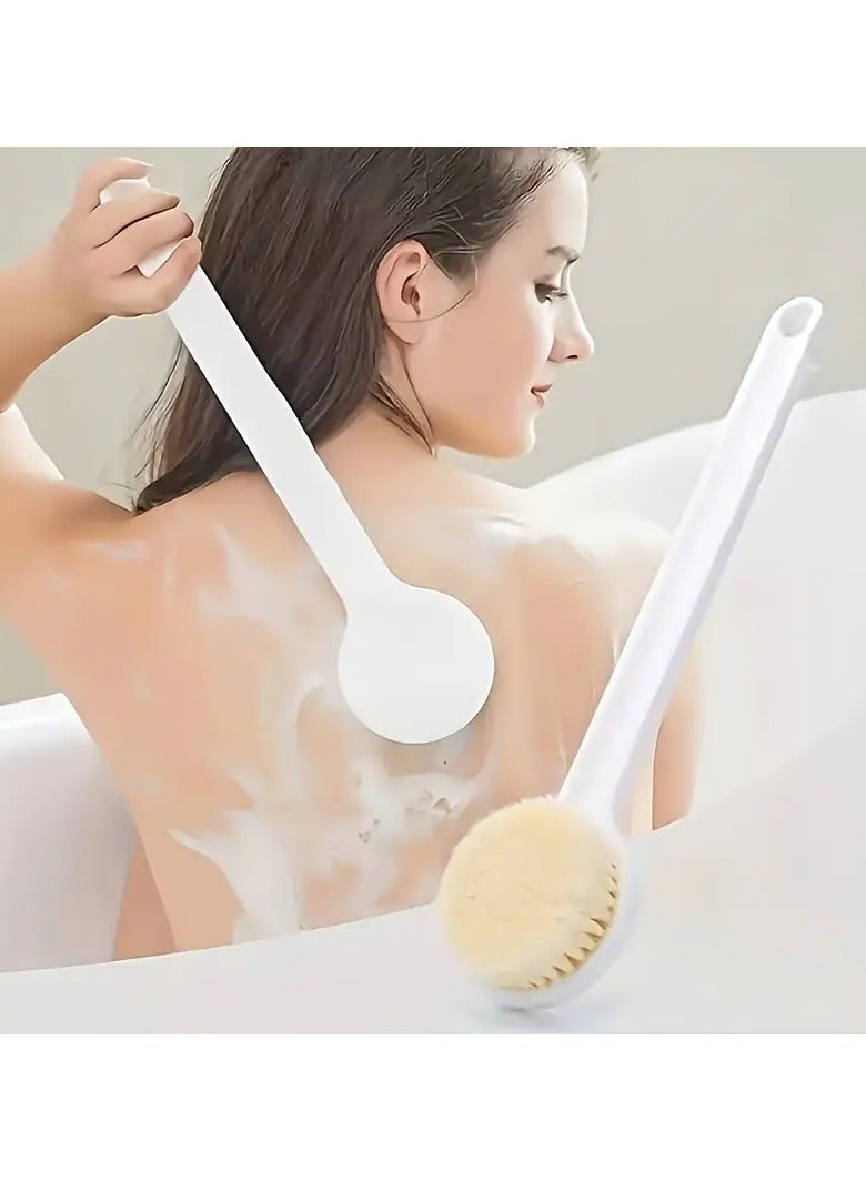 2pc Long Handle Bath Brush - Ergonomic Grip, Body and Back Exfoliating Scrubber, Ideal for Shower Massage and Deep Cleaning in Bathroom