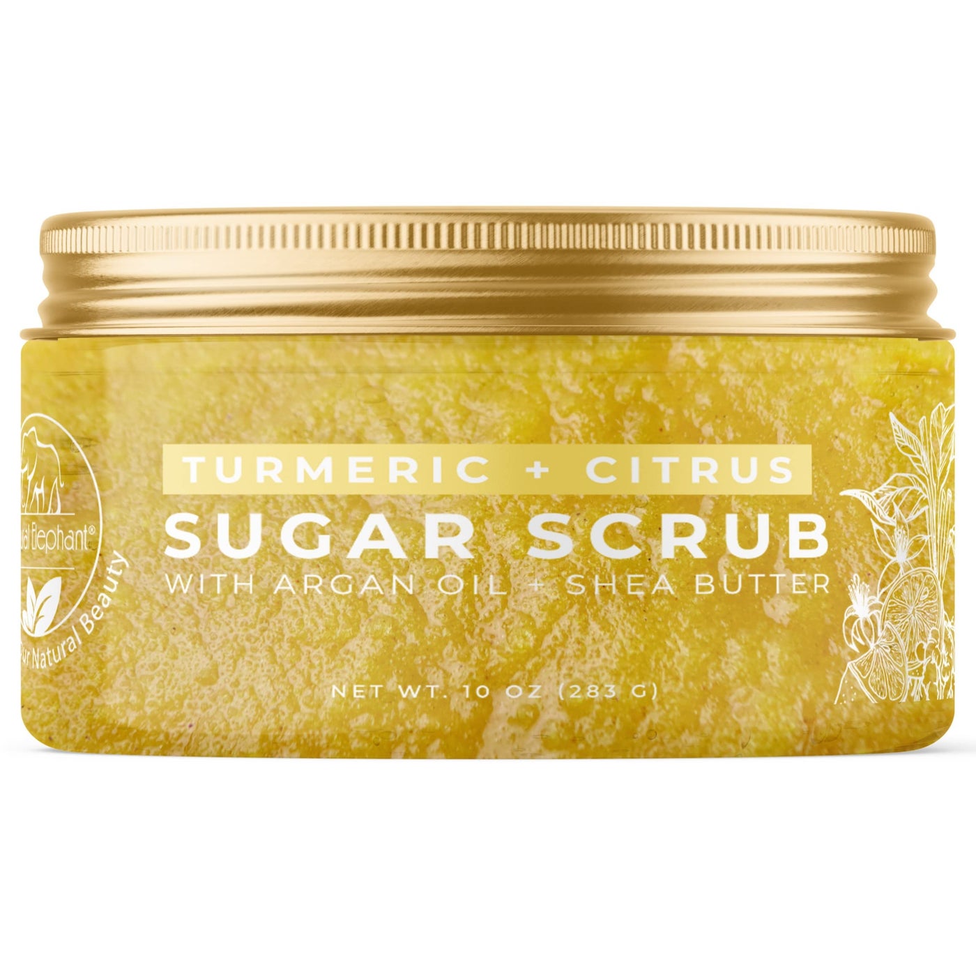 Natural Elephant Turmeric & Citrus Exfoliating Sugar Scrub with Argan Oil and Shea Butter 10 oz (283g)