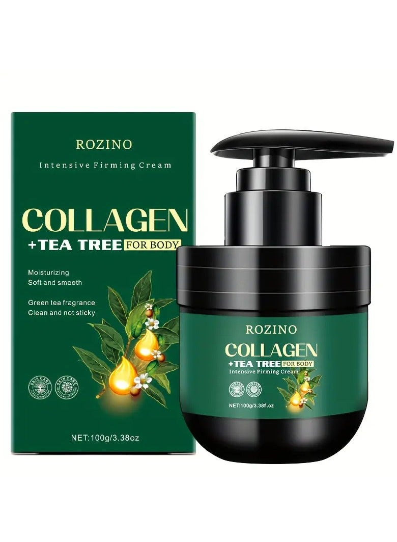 Natural Tea Tree Hand Cream, contains collagen and natural tea tree extract for Light Beige care benefits on face, hands, and feet, long-lasting hydration