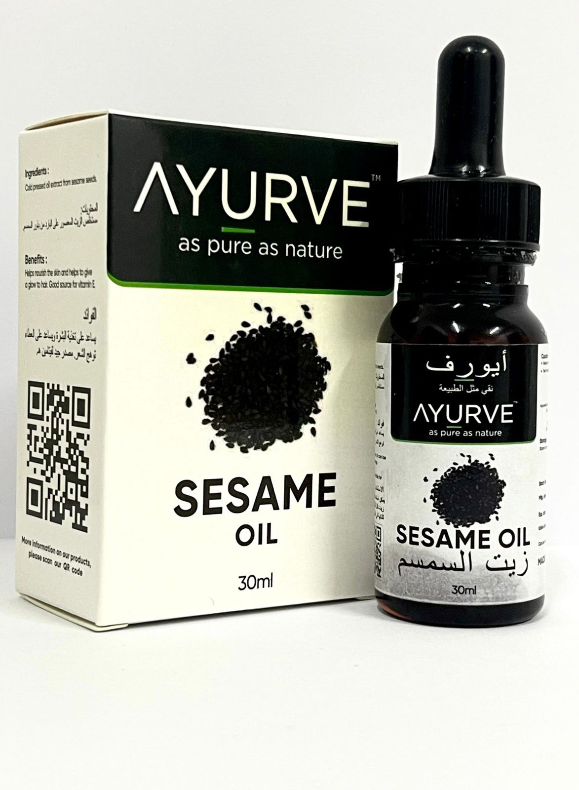Pure Sesame Oil 30ml – 100% Natural Cold-Pressed Oil for Skin, Hair & Massage Therapy