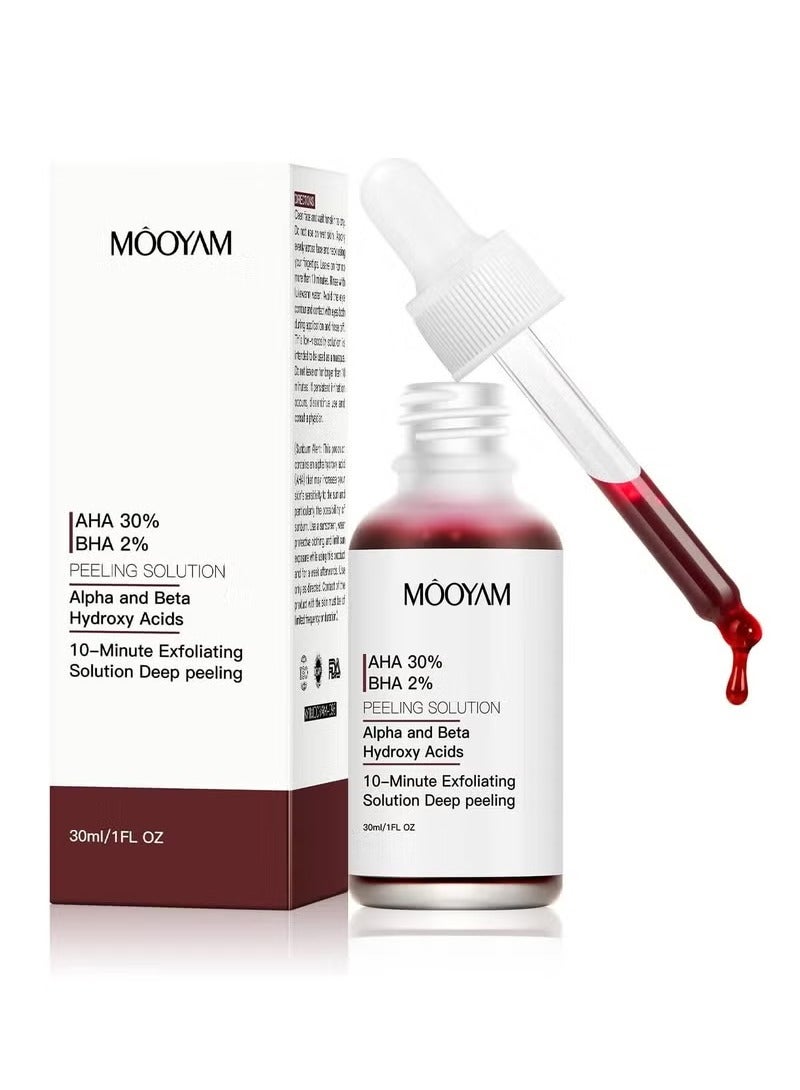 30% AHA 2% BHA Peeling Solution 30ml Exfoliating Treatment for Face Chemical Peel Reduces Acne Blemishes and Wrinkles for Blemishes Wrinkle Red Peeling BHA Liquid Exfoliant Acid Peels 30ml