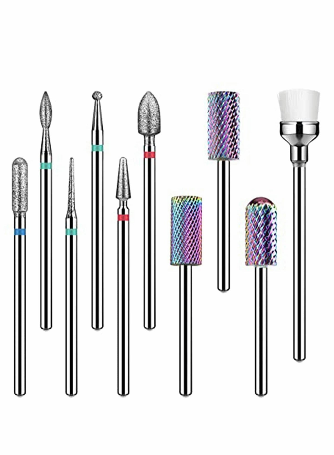 Nail Drill Bits Set - Nail Bits for Nail Drill, Efile Nail Drill Bits for Acrylic Nails 10Pcs 3/32 inch Nail Bits for Gel Nails Cuticle Tools