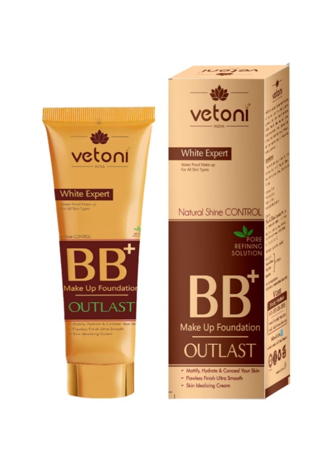 Vetoni Gold BB+ Foundation cream for face makeup, natural shine control -  60 gm