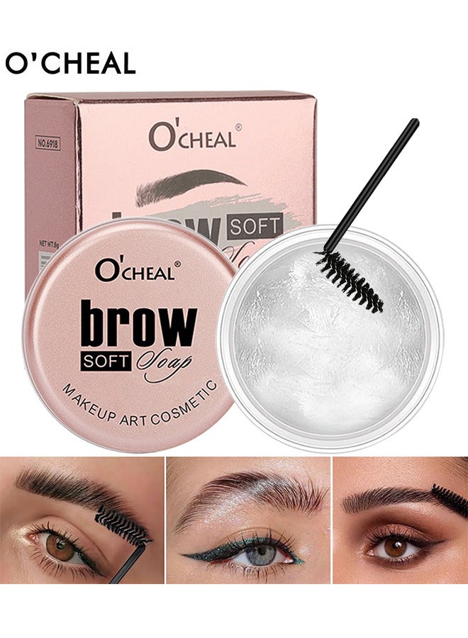 Brow Soft Soap, Professional Brow Gel With Brush, Professional Waterproof Eyebrow Gel With Flexible Brush Styling Kit, Can Sharp Your Eyebrow To Fluffy and Volume Easily, Eyebrows Enhancer Shaping