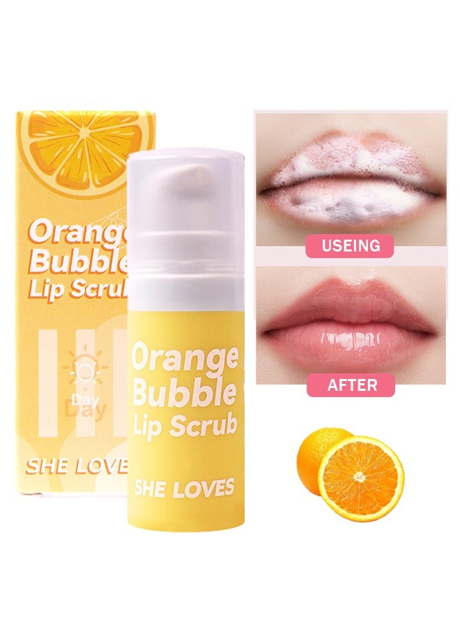 Orange Bubble Lip Scrub For Women Girl, Lip Care Gift For Repairs Dry Chapped And Peeling Lips，Moisturizing, Supply Vitamin C