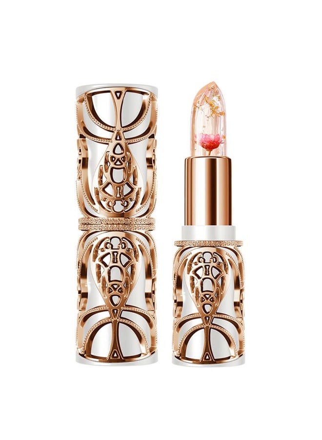 Crystal Flower PH Lip Balm Color Changing Magic Lipstick Jelly Flower Luxury Lip Balm Mood Lipstick Color Changing Long Lasting Nutritious Lip Gloss Clear Lipstick