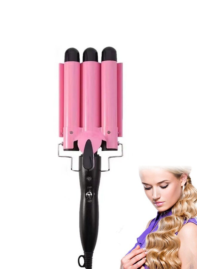 3 Barrels Hair Curler Styling Tool, Hair Waver Curling Iron Wand 25mm With Temperature Adjustable