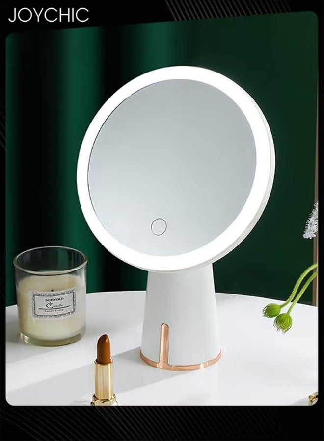 Women Luxury Multifunctional Makeup Mirror LED Table Lamp Home Small Student Dormitory Desktop Lighted Makeup Comb Makeup Mirror