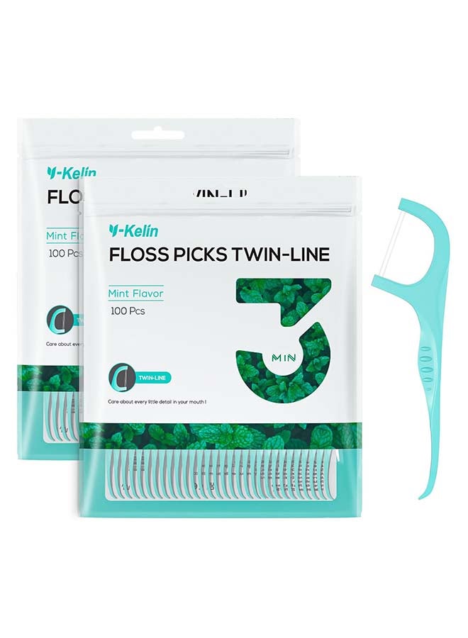 Pack of 2 - Dental Floss Dental Floss Toothpick, Teeth Stick, Tooth Picks, Floss Picks, Teeth Cleaning (Mint Flavor)