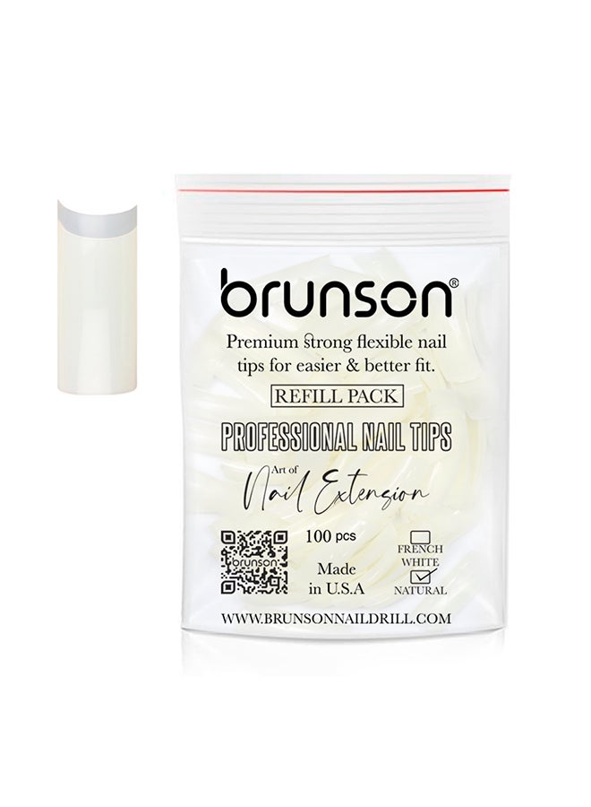 False Nail Tips False Classic French White Professional Refill Pack 100 Pieces - Size 2, CLFCW2