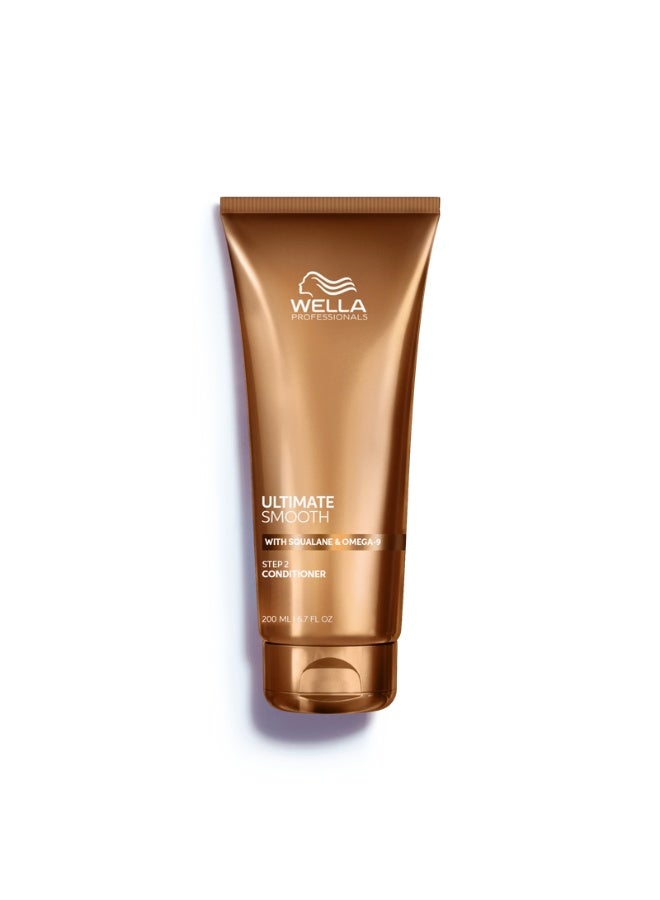 Wella Professionals ULTIMATE SMOOTH Conditioner, Treatment for Dry, Frizzy Hair, Nourishes, Smooths & Adds a Silky Shine, Color Safe, With Squalane & Omega 9,  200ml