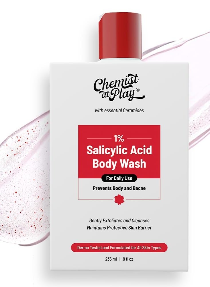 Chemist at Play 1% Salicylic Acid Body Wash 236ml  Paraben and SLS Free  Gentle Exfoliating Shower Gel .