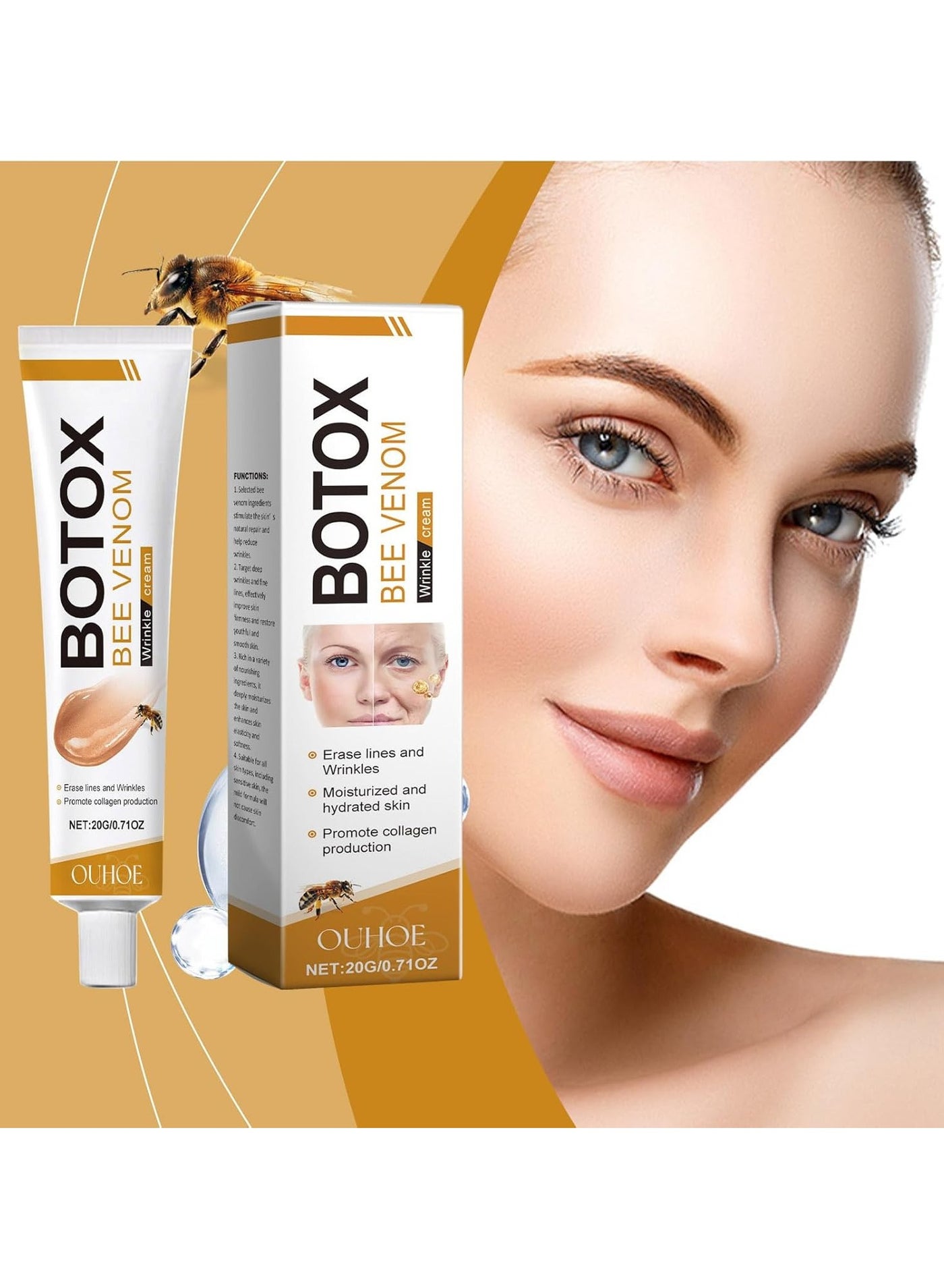 Anti-wrinkle face cream, anti-aging, anti-aging for face, bee venom firming serum, lifting and rejuvenating, anti-aging cream