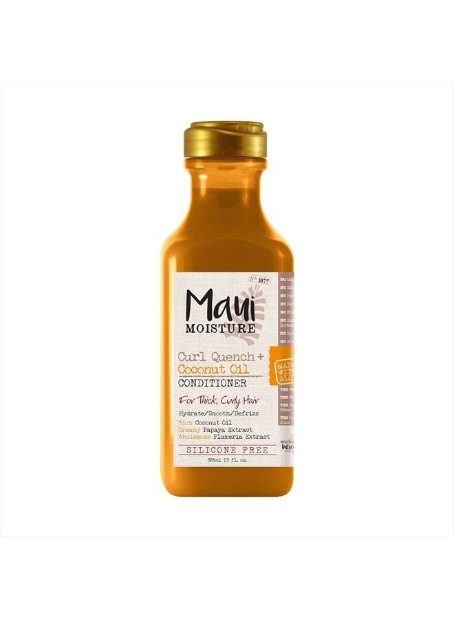 Curl Quench + Coconut Oil Curl-Defining Anti-Frizz Conditioner to Hydrate and Detangle Tight Curly Hair, Softening Conditioner, Vegan, Silicone & Paraben-Free, 13 fl oz