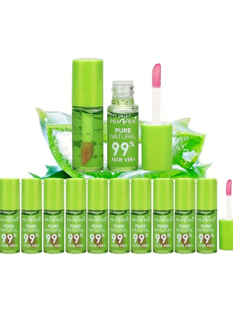 10pcs Aloe Vera Color Changing Lipstick Set - Hydrating & Moisturizing, Sulfate-Free for All Skin Types
