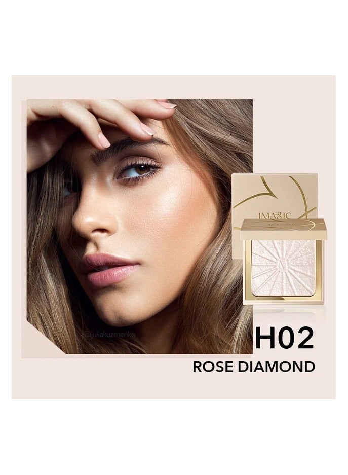 IMAGIC Radiant Highlighter & Blusher Palette | Illuminate & Add a Natural Flush | Buildable, Blendable Glow for All Skin Tones (H02 ROSE DIAMOND)