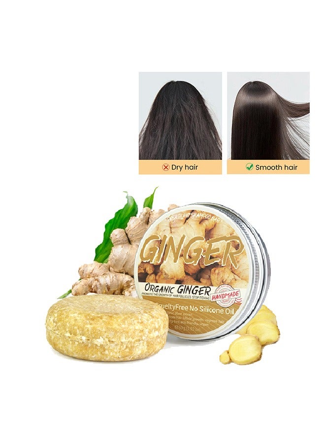 Hand Made Ginger Resh Plant Shampoo Bar-Ginger Hair Regrowth Shampoo Bar,No Silicone Oil,Natural Ginger Shampoo Soap Bar for Hair Growth, Ginger Regrowth Hair